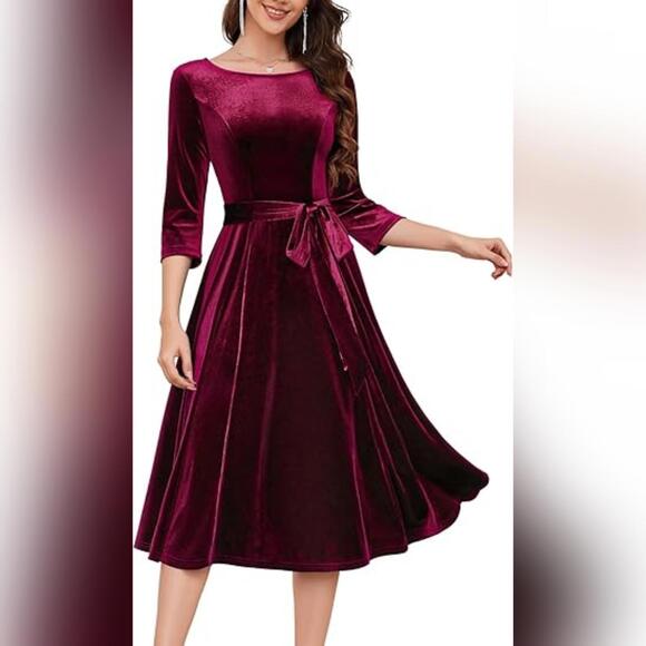 NWOT DRESSTELLS Velvet 3/4 Long Sleeve Cocktail Formal Dress, 3XL - Picture 1 of 4